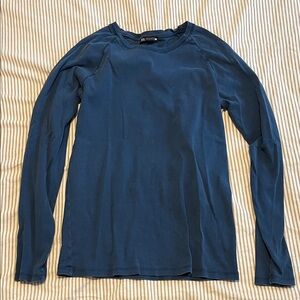 Zara Denim Blue Crew Neck Top